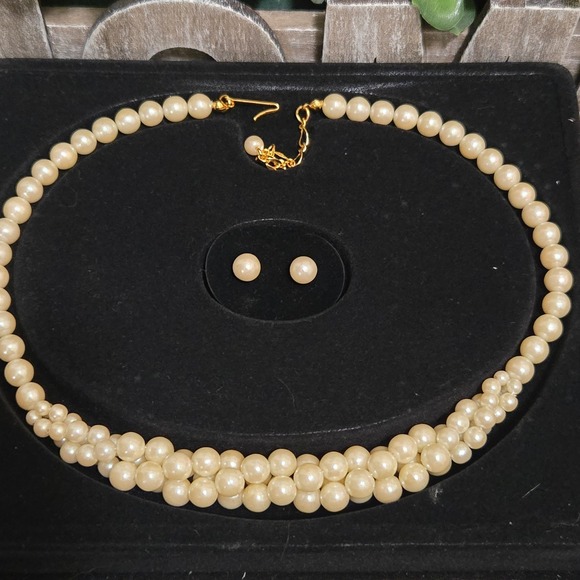 Avon Jewelry - Avon Jewelry Set Cream Faux Pearl Necklace and Earrings Vintage 1993